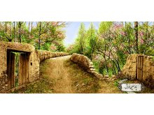 خرید نخ و نقشه تابلو فرش کوچه باغ روستایی - کد NV724