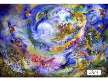 نخ و نقشه تابلو فرش مینیاتور استاد فرشچیان - کد NM5630