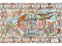 نخ و نقشه بافت تابلو فرش طرح پادشاهان ایران- کد NP4915