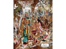 نخ و نقشه تاجگذاری ملکه سبا و حضرت سلیمان - کد NM5640