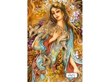 نخ و نقشه تابلو فرش مینیاتور دختر و آهو - کد NM5617