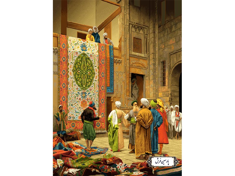 نخ و نقشه تابلو فرش سردرود طرح بازار قاهره - کد NF2247