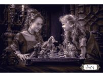 نخ و نقشه تابلو فرش شطرنج مادر و دختر