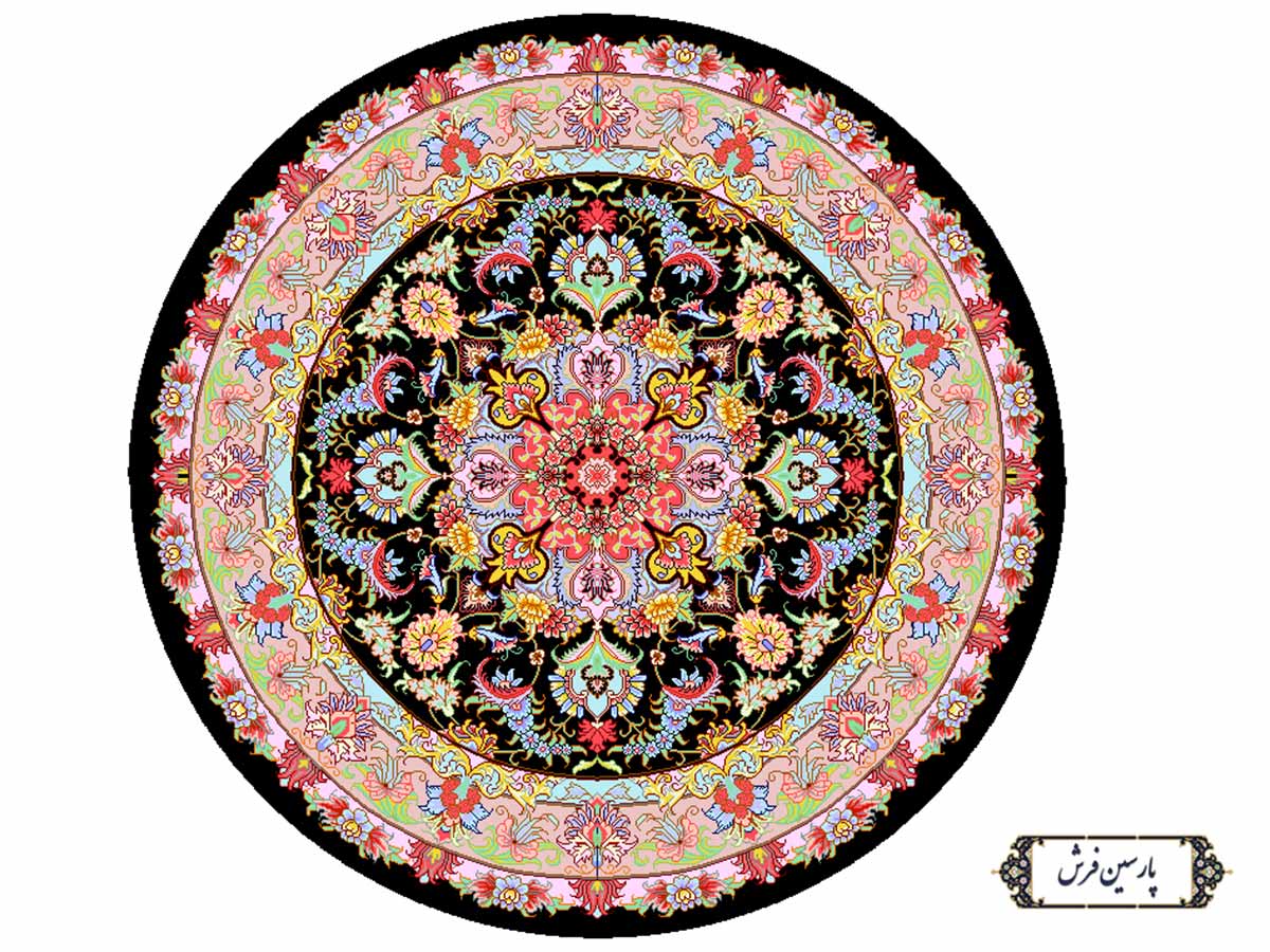 نخ و نقشه قالیچه دایره زیبا