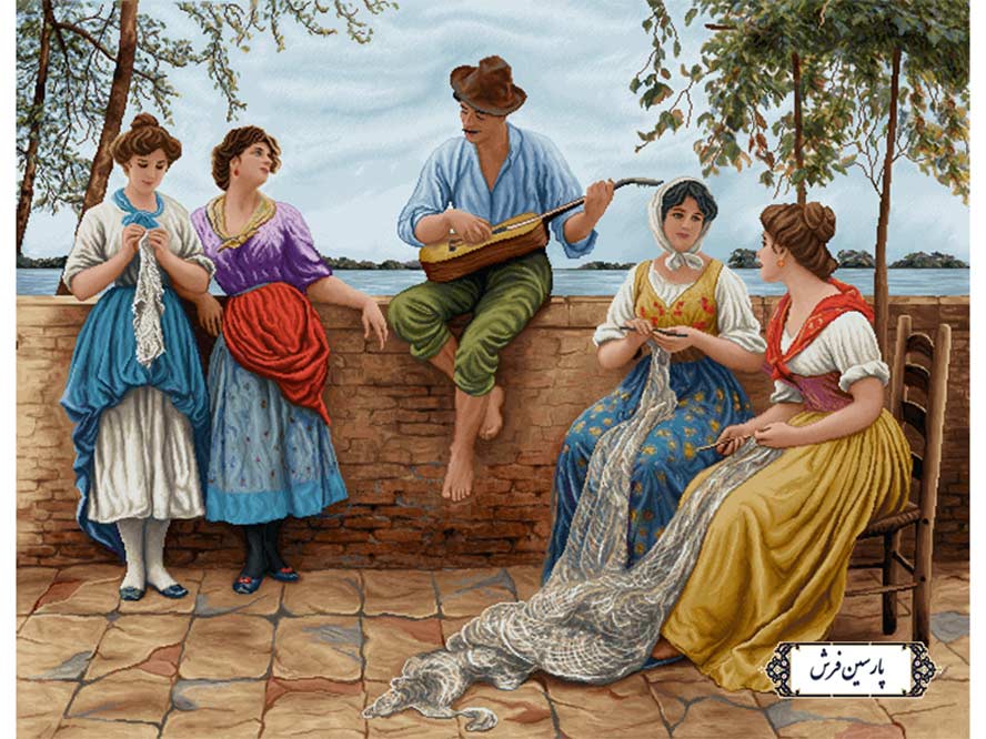 نخ-و-نقشه-تابلو-فرش-طرح-گیتار-زن نخ و نقشه تابلو فرش طرح گیتار زن