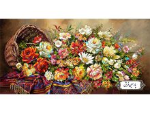 نخ و نقشه تابلو فرش سبد گل ریخته