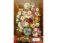 نخ و نقشه تابلو فرش طرح گلدان مجلسی