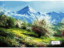 نخ و نقشه تابلو فرش منظره کوهستان