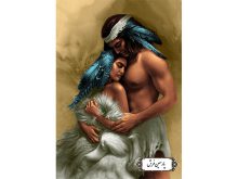 نخ و نقشه تابلو فرش طرح عشق سرخپوست