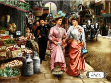 نخ و نقشه تابلو فرش قدم زنی در شانزه لیزه