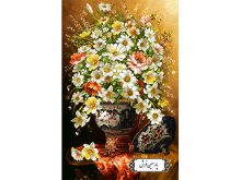 نخ و نقشه تابلو فرش گلدان قندانی