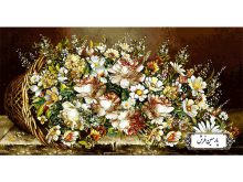 نخ و نقشه تابلو فرش طرح سبد گل ریخته