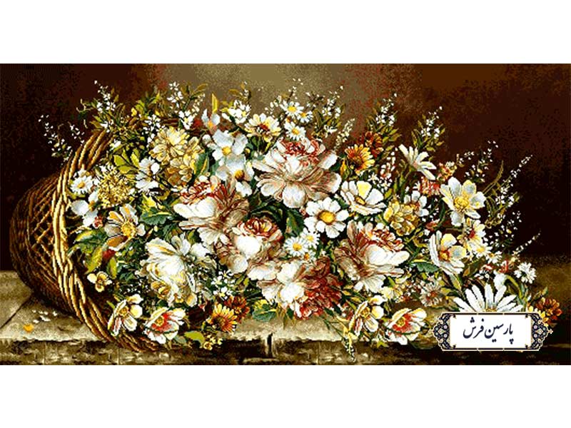 نخ-و-نقشه-تابلو-فرش-طرح-سبد-گل-ریخته نخ و نقشه تابلو فرش طرح سبد گل ریخته