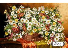 نخ و نقشه تابلو فرش طرح گلدان مسی