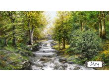 نخ و نقشه تابلو فرش منظره رودخانه در جنگل