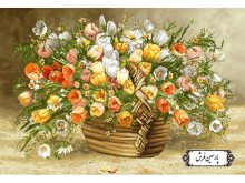 نخ و نقشه تابلو فرش طرح سبد گل ها