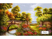 نخ و نقشه تابلو فرش منظره پل و رودخانه