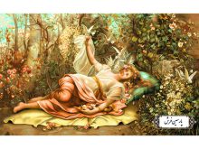نخ و نقشه تابلو فرش طرح خواب در بهشت - کد NF2336