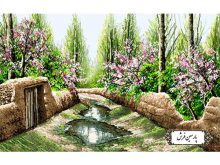 نخ و نقشه تابلو فرش کوچه باغ کوچک NV941