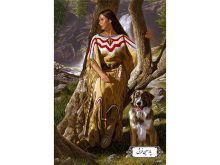 نخ و نقشه تابلو فرش سرخ پوست و سگ - کد NC6431
