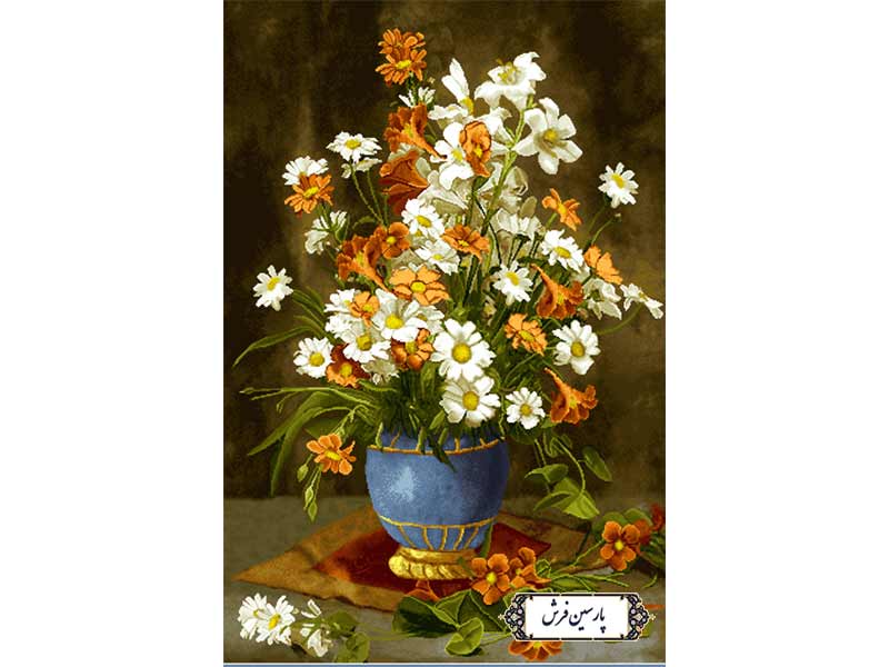 نخ-و-نقشه-تابلو-فرش-طرح-گل-و-گلدان-NG1639 نخ و نقشه تابلو فرش طرح گل و گلدان - کد NG1639