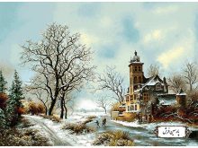 نخ و نقشه تابلو فرش منظره زمستانی - کد NV947