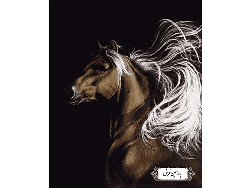 نخ-و-نقشه-تابلو-فرش-طرح-اسب-قهوه-ای-NH3586 نخ و نقشه تابلو فرش طرح اسب قهوه ای - کد NH3586