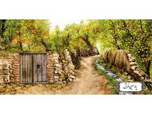 نخ و نقشه تابلو فرش منظره کوچه باغ - کد NV955
