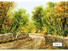 نخ و نقشه تابلو فرش کوچه باغ - کد NV956