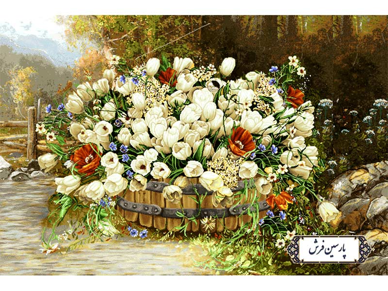 نخ-و-نقشه-تابلو-فرش-جعبه-گل-های-لاله-سفید--NG1652 نخ و نقشه تابلو فرش جعبه گل های لاله سفید - کد NG1652