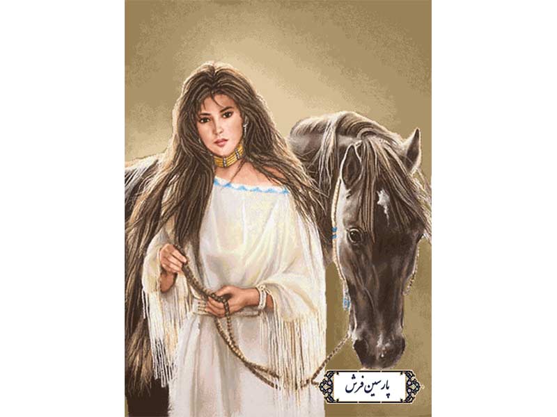 نخ-و-نقشه-تابلو-فرش-طرح-دختر-و-اسب-NC6434 نخ و نقشه تابلو فرش طرح دختر و اسب - کد NC6434