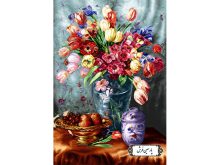 نخ و نقشه تابلو فرش طرح گلدان شیشه ای - کد NG1649