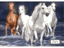 نخ و نقشه تابلو فرش طرح گله اسب - کد NH3587