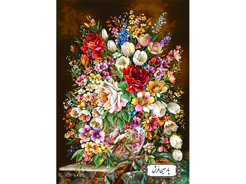 نخ-و-نقشه-تابلو-فرش-طرح-گلدان-و-پرنده--NG1656 نخ و نقشه تابلو فرش طرح گلدان و پرنده - کد NG1656