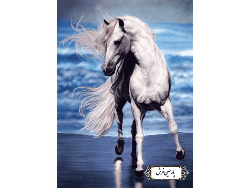 نخ-و-نقشه-تابلو-فرش-طرح-اسب-سفید--NH3590 نخ و نقشه تابلو فرش طرح اسب سفید - کد NH3590