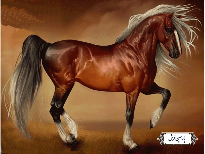 نخ-و-نقشه-تابلو-فرش-طرح-اسب-قهوه-ای-NH3589 نخ و نقشه تابلو فرش طرح اسب قهوه ای - کد NH3589