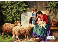 نخ و نقشه تابلو فرش طرح تولد بره - کد NC6436