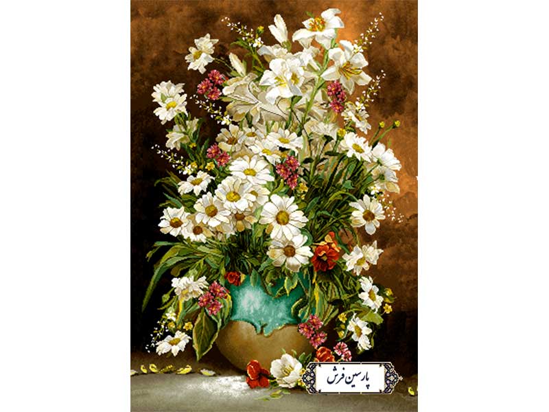 نخ-و-نقشه-تابلو-فرش-طرح-گلدان-سفالی-NG1657 نخ و نقشه تابلو فرش طرح گلدان سفالی - کد NG1657