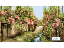 نخ و نقشه تابلو فرش منظره کوچه باغ - کد NV962