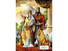 نخ و نقشه تابلو فرش طرح کوروش و ماندانا - کد NP4956