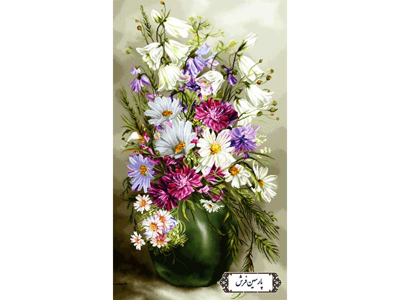 نخ-و-نقشه-تابلو-فرش-طرح-گل-و-گلدان--NG1658 نخ و نقشه تابلو فرش طرح گل و گلدان - کد NG1658