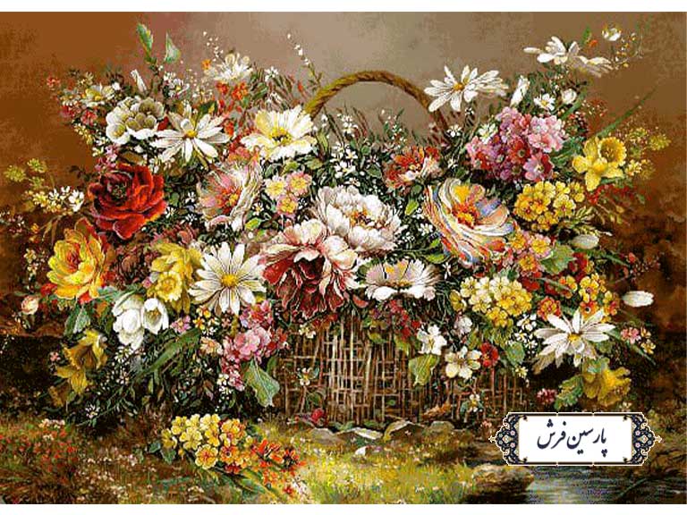 نخ-و-نقشه-تابلو-فرش-طرح-سبد-گل-جدید--NG1663 نخ و نقشه تابلو فرش طرح سبد گل جدید - کد NG1663