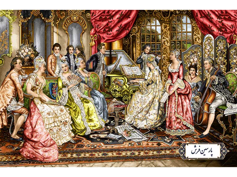 نخ-و-نقشه-تابلو-فرش-طرح-پیانو-زن-NF2354 نخ و نقشه تابلو فرش طرح پیانو زن - کد NF2354