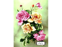 نخ و نقشه تابلو فرش دسته گل رز کوچک - کد NG1664
