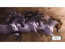 نخ و نقشه تابلو فرش طرح سه اسب - کد NH3595