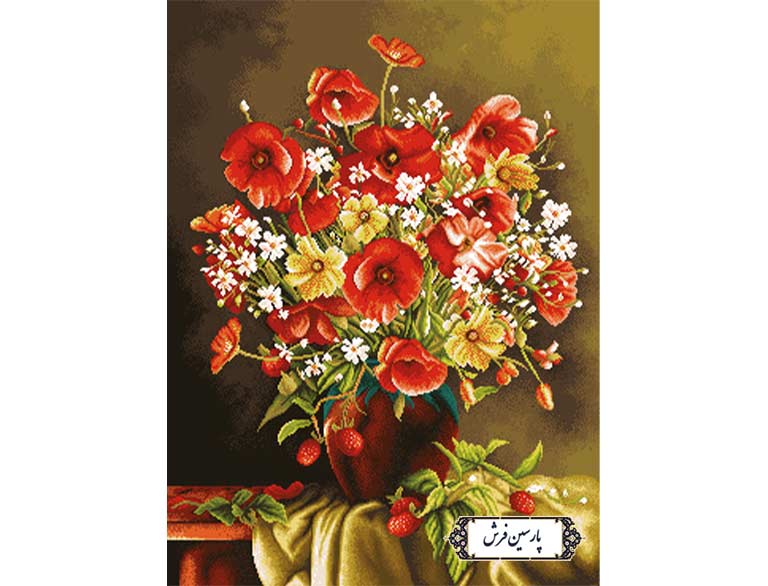 نخ-و-نقشه-تابلو-فرش-گلدان-گل-لاله-NG1665 نخ و نقشه تابلو فرش گلدان گل لاله - کد NG1665