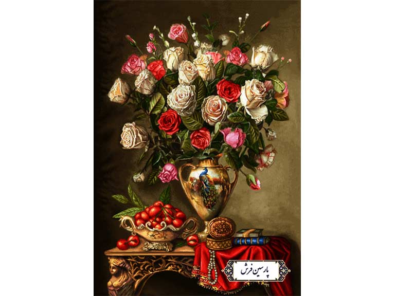 نخ و نقشه تابلو فرش طرح گلدان مجلسی – کد NG1667